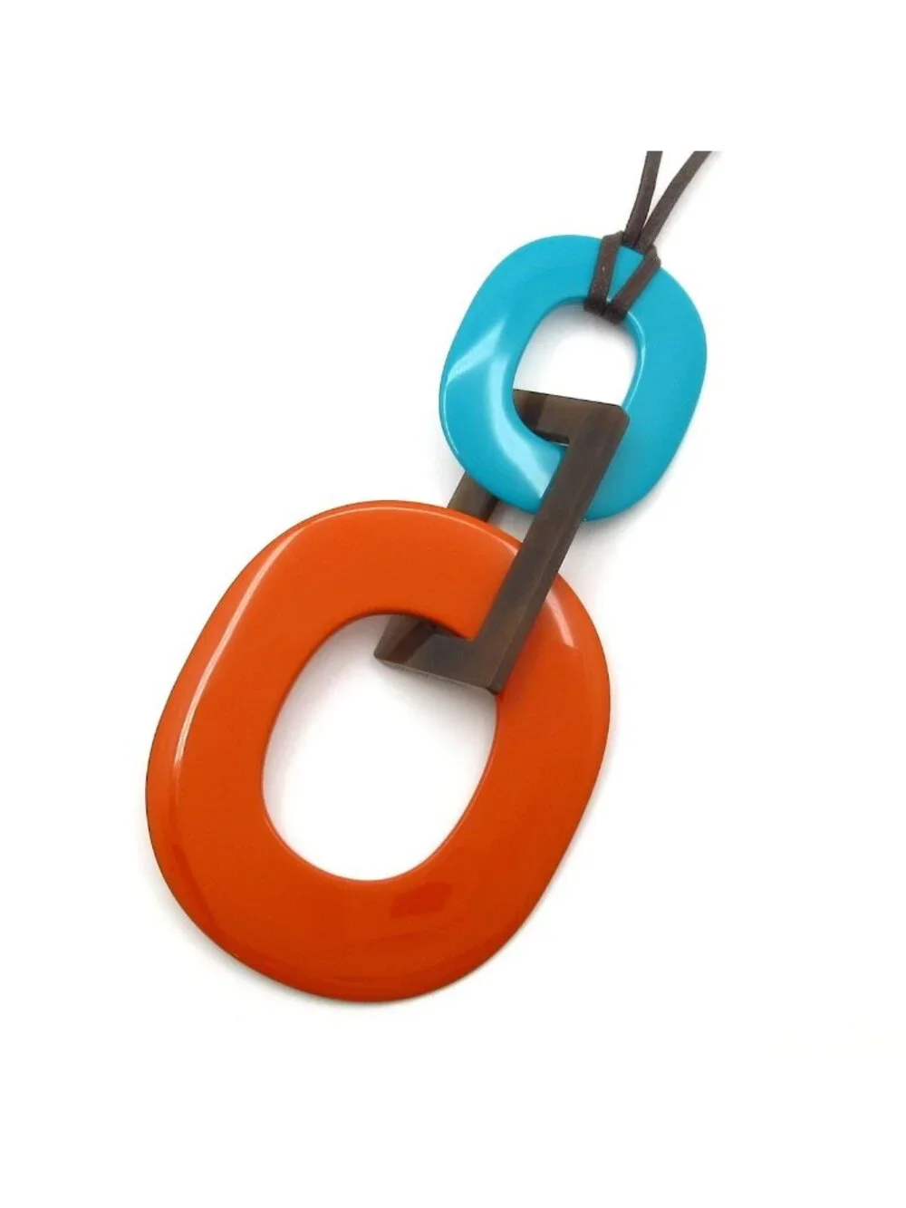 Hermes Necklace Color Cotton Orange Dark Brown Light Blue